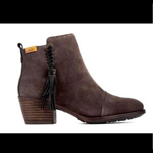 PIKOLINOS Baqueria Leather Suede Heeled Booties Zipper Boho Tassle EU 36 US 6.5